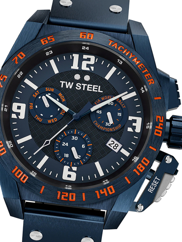 TW-Steel Fia World Rally Limited Edition Ρολόι Χρονογράφος Μπαταρίας με Μπλε Δερμάτινο Λουράκι TW1020